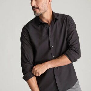 Wrinkle-Free Black Stone Shirt with Red Large Relaxed Fit